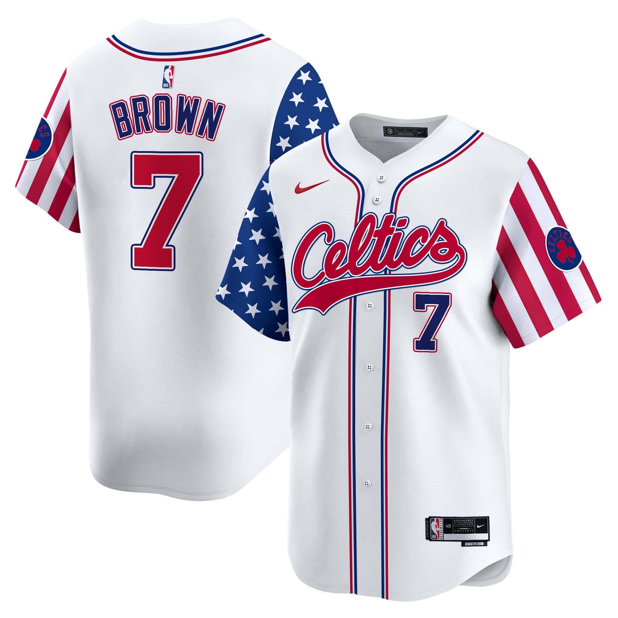 Men Boston Celtics #7 Brown White 2024 Nike Independence Day Baseball NBA Jersey->boston celtics->NBA Jersey